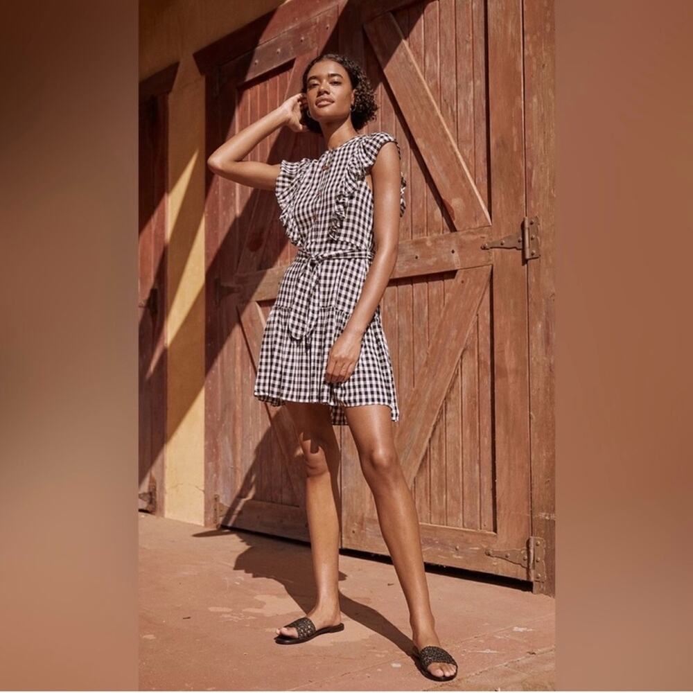 Saylor Simona Gingham Black and White Mini Dress
